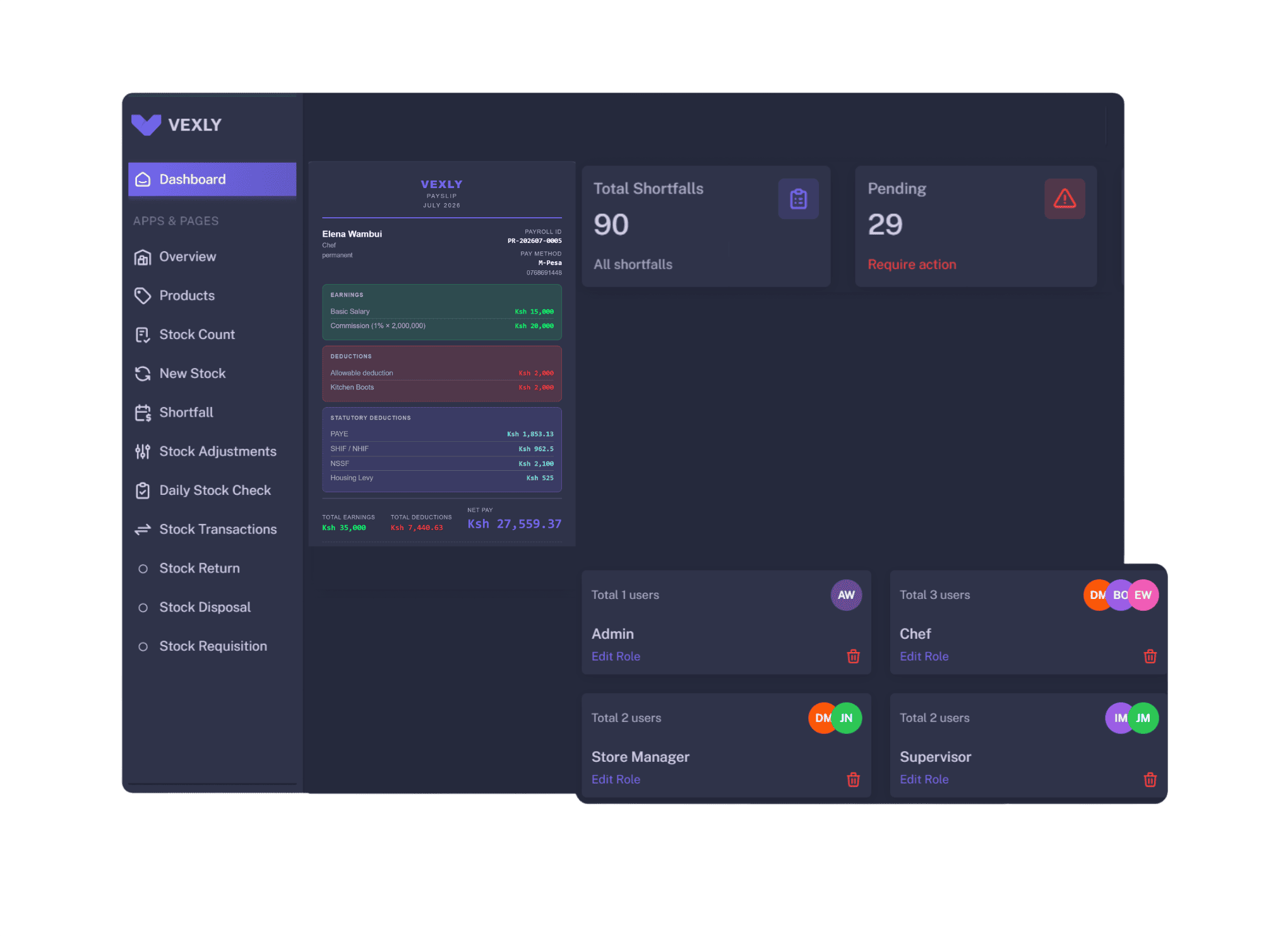 Vexly dashboard preview